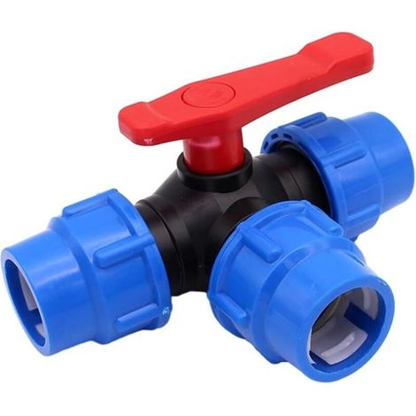 Sabir 3-wege-kugelhahn, Schnellanschluss Für 25-mm-schlauch, Polyethylenventil Zur Wasserdurchflussregelung, Einfache Installation