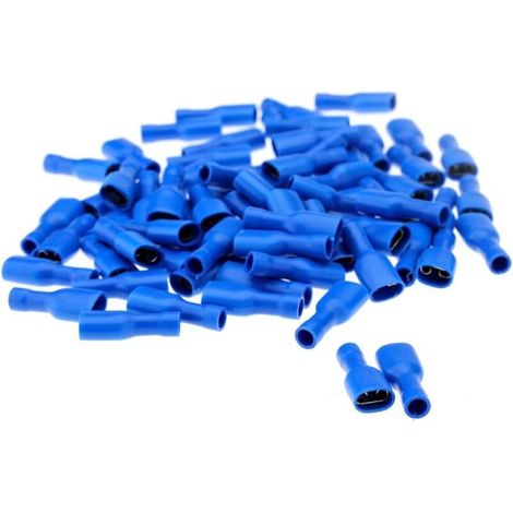 Sabir 100 Stück Blaue Flache Elektrische Crimp-anschlüsse, Isolierte Crimp-buchsen, 6,3 Mm Crimp-sortiment