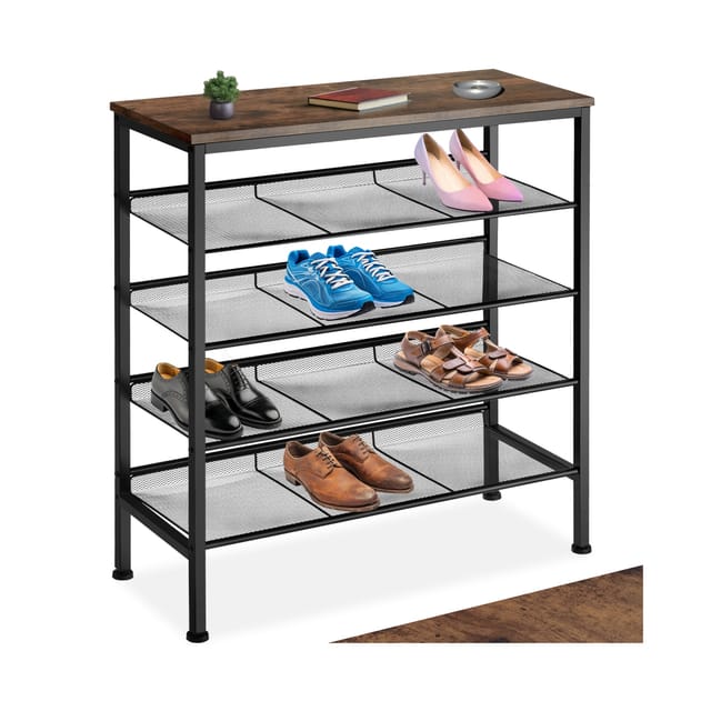 tectake Schuhregal Schuhschrank Bournemouth 75,5x30,5x85,5cm, Set 1-tlg., Industrial Style