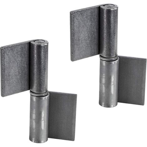 Sabir Anschweiß-türscharnier – Metall, Höhe = 80 Mm, Din Rechts, Robustes Scharnier Für Gartentore Und Maschinen, Türscharnier Für Stahltore – 2 Stück