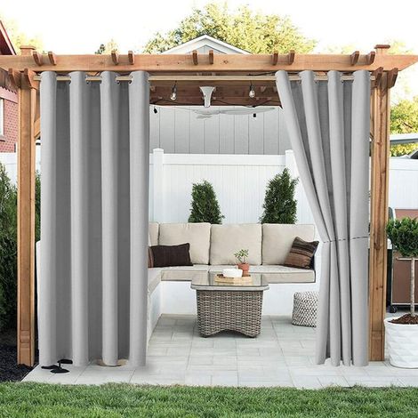 Sabir Verdunkelungsvorhänge Für Gartenpavillons, Winddicht, Uv- Und Schimmelresistent, Isolierende Vorhänge Mit Ösen, B 150 Cm X H 166 Cm, Grau