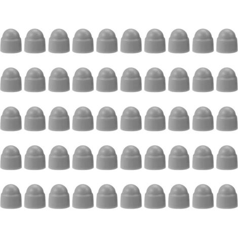 Sabir 50-teiliges Set M8-schrauben- Und Mutternschutzkappen, 13-mm-schlüsselweite, Sechskant-schutzkappen, Zum Abdecken Von Muttern Und Sechskantschraubenköpfen, Grauer Kunststoff