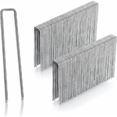 Sabir Packung Mit 100 Verzinkten Stahl-befestigungspfählen Für Sehr Harten Boden – Zaunpfähle – Länge 200 Mm, Breite 40 Mm, Dicke 2,5 Mm, Flachkopf