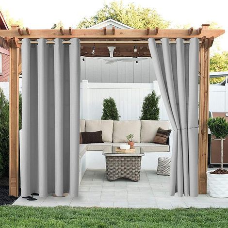 Outdoor-vorhänge, Verdunkelungsvorhänge Für Gartenpavillons, Wind- Und Uv-beständig, Schimmelresistent, Isolierende Vorhänge Mit Ösen, B 150 Cm X H 166 Cm, Grau