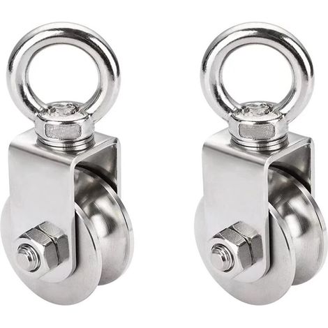 Sabir 2 Stück 48-mm-rolle Mit Kugellager, Tragkraft 500 Kg, Edelstahl-seilrolle Für Fitnessseile (2 Stück, 48 Mm)