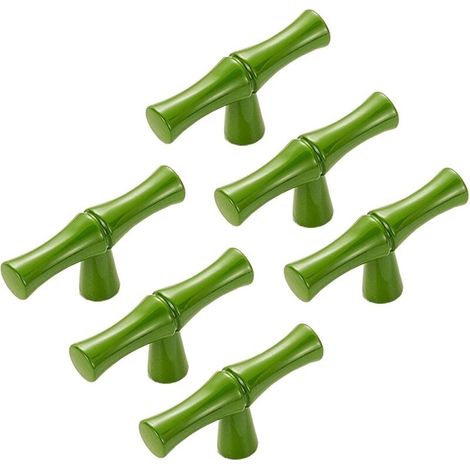 Sabir 6-teiliges Set Grüner, Moderner, Kreativer Schranktürknöpfe In Bambusform, Retro-möbelgriffe Aus Zinklegierung Für Schubladen, Kleiderschränke, Küche, Dekoration, Landhausstil