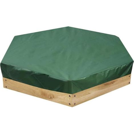 Sabir Sandkastenabdeckung (180 X 150 Cm) – Wasser- Und Staubdicht – Für Sechseckige Sandkästen – Grün – Mit Kordelzug – Zum Schutz Vor Sand- Und Spielzeugverschmutzung