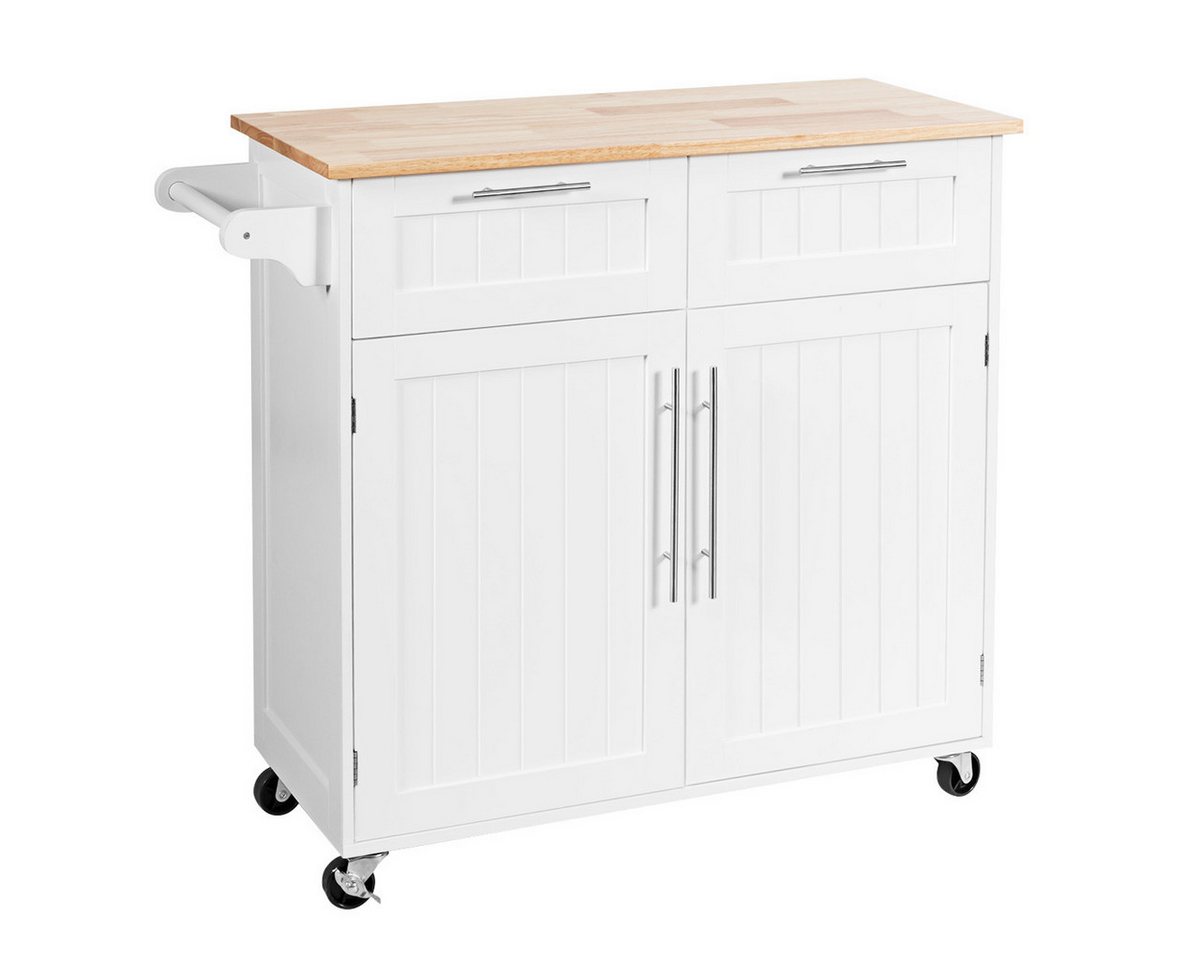 COSTWAY Küchenwagen mit Arbeitsplatte, Schubladen, Rollen, 94x45,5x94,5cm Bild 5