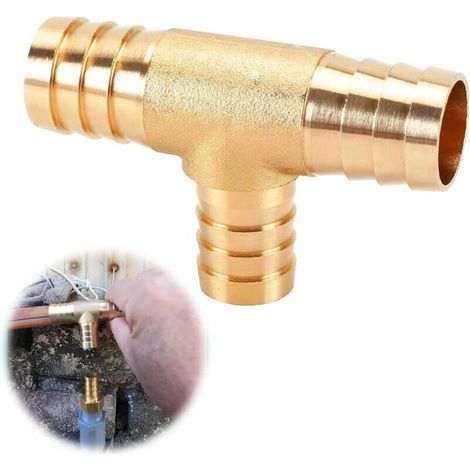 Sabir 19 Mm Messing-t-rohrverschraubung - 3-wege-messing-schlauchanschluss-t-stück, Hochleistungsausführung - 3-wege-t-rohrverschraubung Mit 3/4"-klemmen