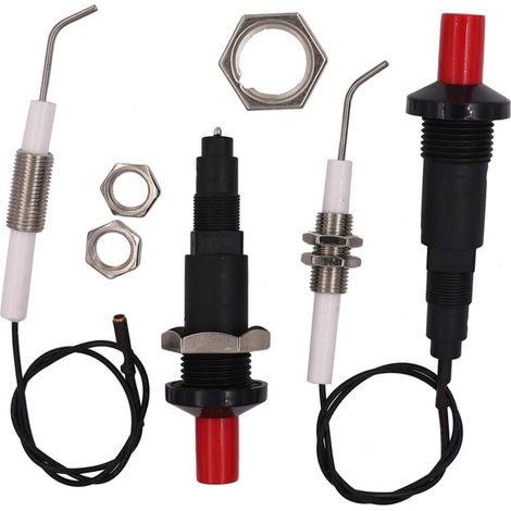 Sabir 2er-pack Piezo-anzünder Für Gasgrills, Kocher Und Heizgeräte, Druckknopfzündung Mit Universeller Keramik-gewindeelektrode – 30 Cm