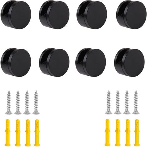 Sabir Set Mit 8 Spiegelbefestigungsclips, Runder Wandhalterung, Klemmclips, Schminkspiegelklemme Für Spiegel Mit Einer Dicke Von 5 Bis 11 Mm (schwarz)
