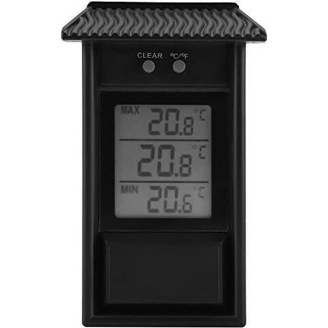 Sabir Schwarzes Digitalthermometer Für Den Innen- Und Außenbereich, Kabelloses, Wasserdichtes Wandthermometer Für Den Außenbereich, -20 Bis +50 °c