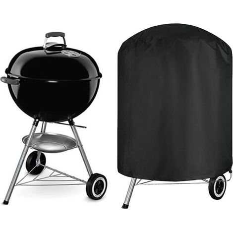 Sabir Runde, Wasserdichte Grillabdeckung, Ideal Für Weber Char-grill, Akorn, Kamado Etc. Grills (schwarz)