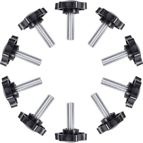 Sabir Flügelschrauben, 10er-packung, Gerändelte Gewindeschrauben Mit Sternkopf Aus Robustem Kunststoff, Griffknöpfe Aus Eisen, Klemmschrauben Für Maschinenriegel, M6x25 Mm