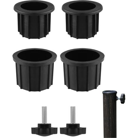 Sabir Schirmständer-ersatzteilset Mit Schirmschrauben, Sonnenschirmschrauben, Rohrteilen Für Den Schirmfuß, Drahtspannknopf, Schwarz, Passend Für 5,5 Cm Stangen Für Terrassentische/balkone (schwarz) T