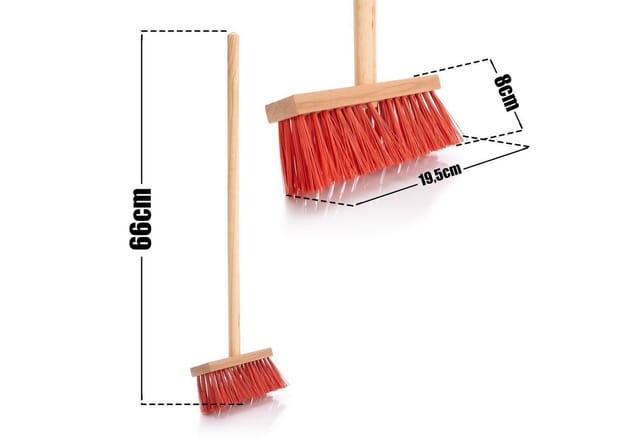 BigDean Kinder-Werkzeug-Set Kinder-Straßenbesen mit Holzstiel & starken Borsten – Made in Germany, (Packung, 1-tlg., Kinderbesen), Holz