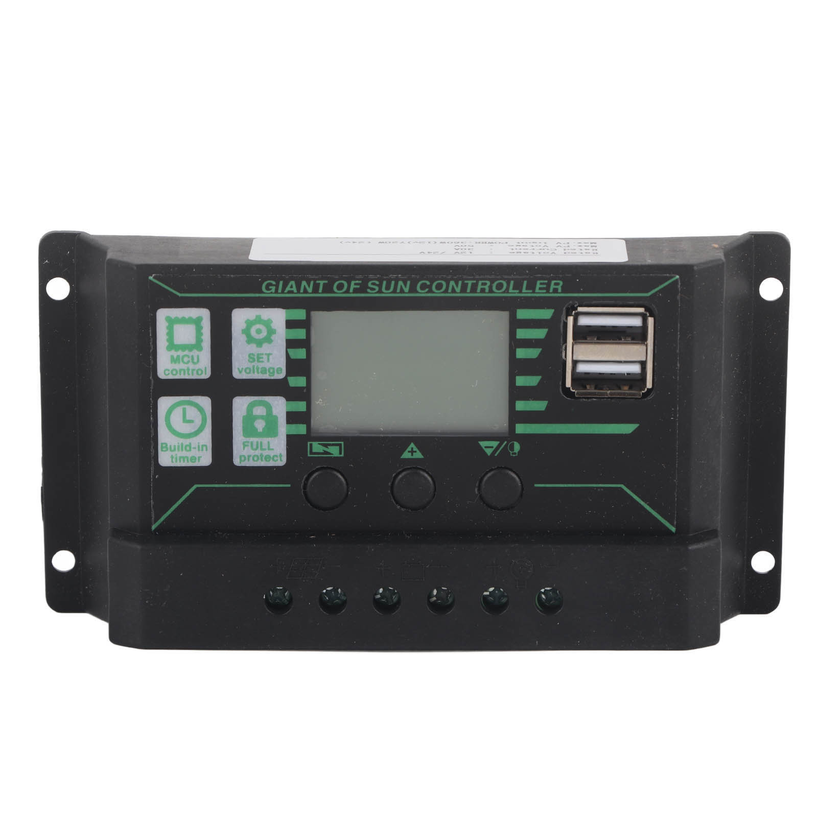30a Pwm-solar-laderegler Mit Zwei Usb-anschlüssen Und Lcd-bildschirm, 12v/24v Für Lampen