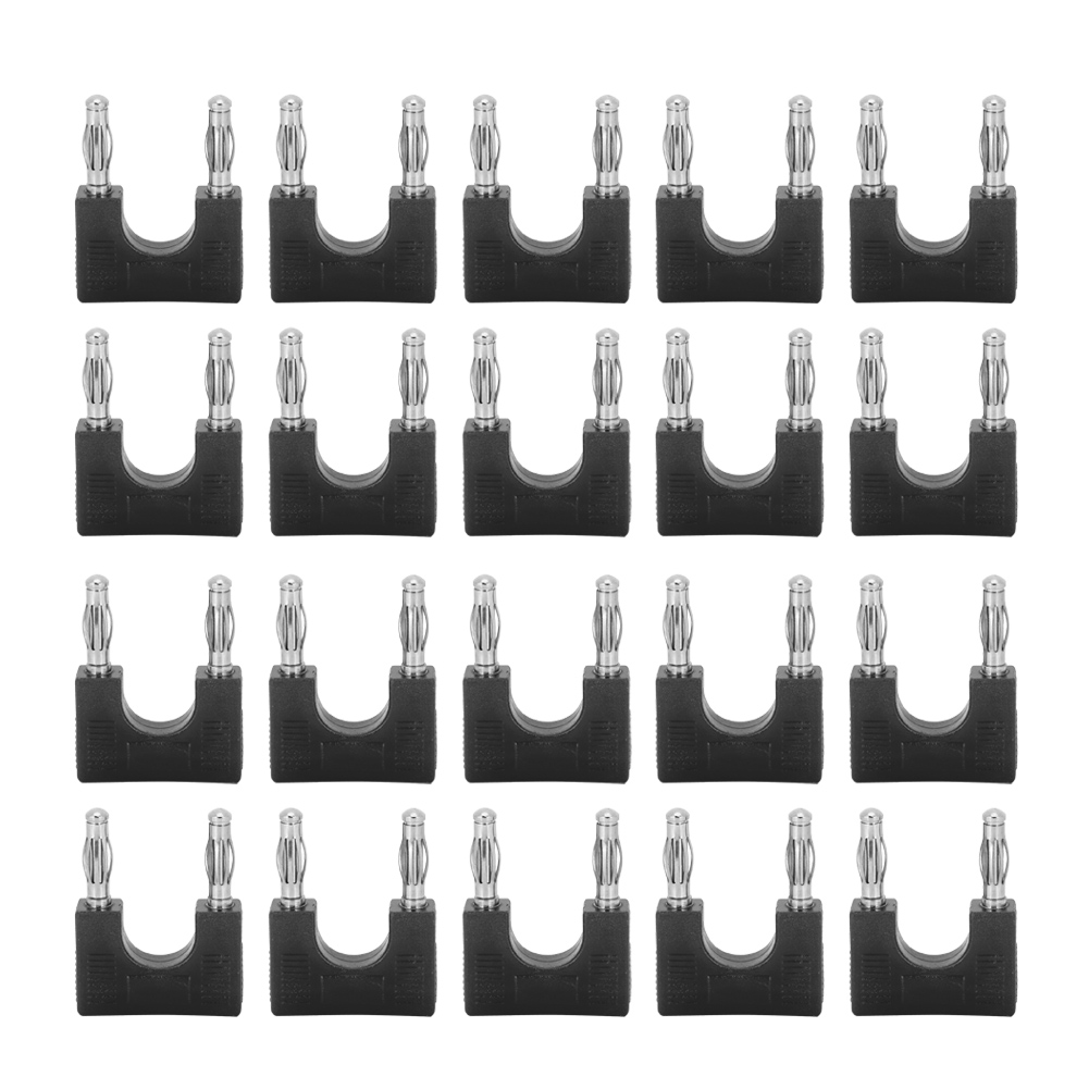 20 Stück 4-mm-audiostecker Aus Messing Mit Doppelbananensteckern, Feuchtigkeitsbeständig (schwarz)
