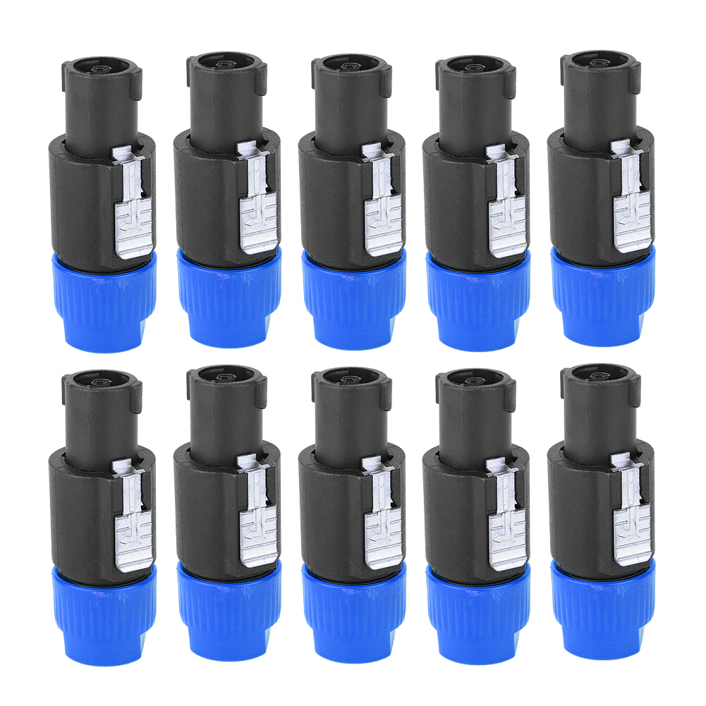 10 Stück Speakon Nl4fc 4-poliger Wasserdichter Blauer Audiostecker Für Lautsprecherkabel