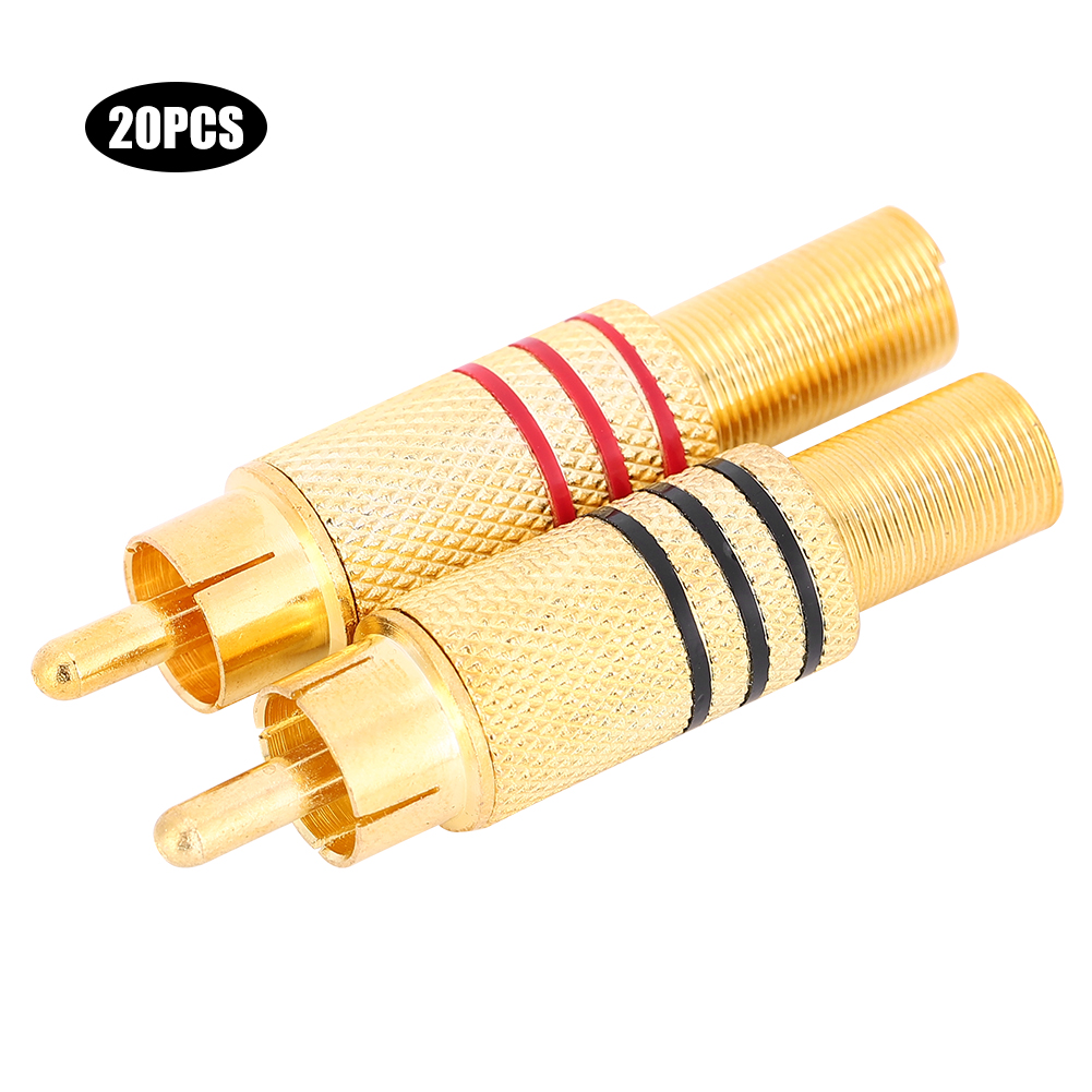 20 Stück Zink-rca-stecker Für Audio-/videokabel, Montagesatz Für Audiogeräte