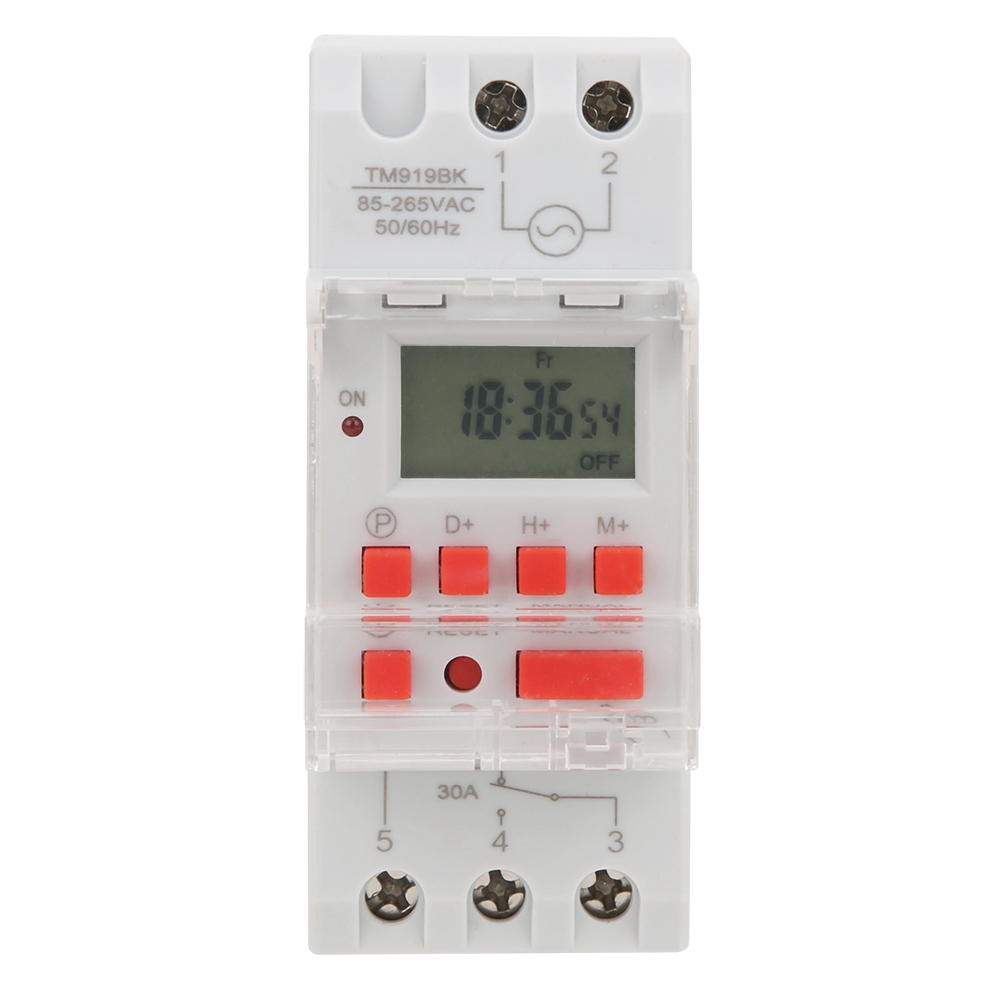 Tm919bk 7-tage-programmierbarer Digitaltimer, 30 A, Lcd-anzeige, 85–265 V Wechselstrom
