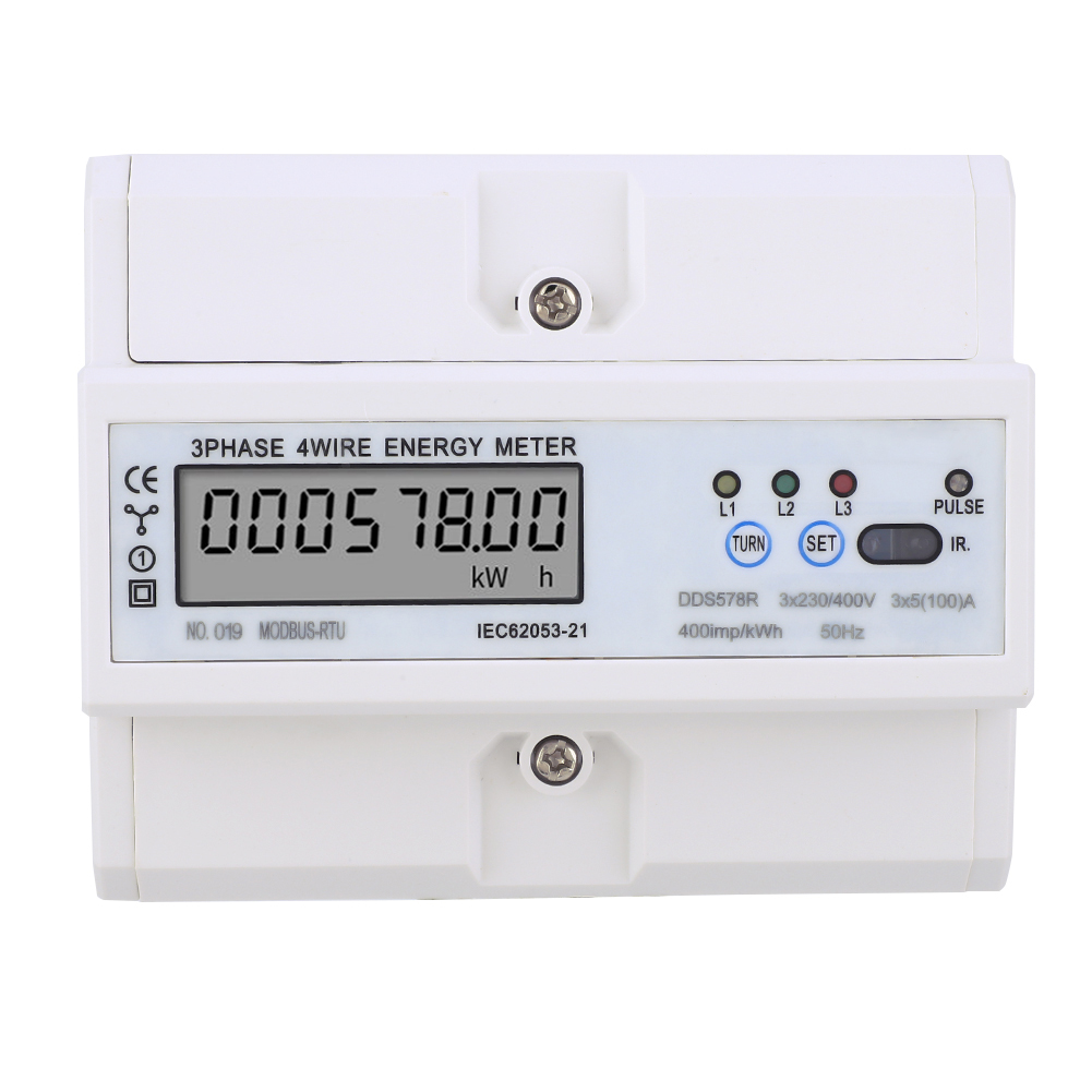 Dreiphasiger 4-leiter-digital-lcd-stromzähler Mit Rs485-schnittstelle Für Din-schienenmontage