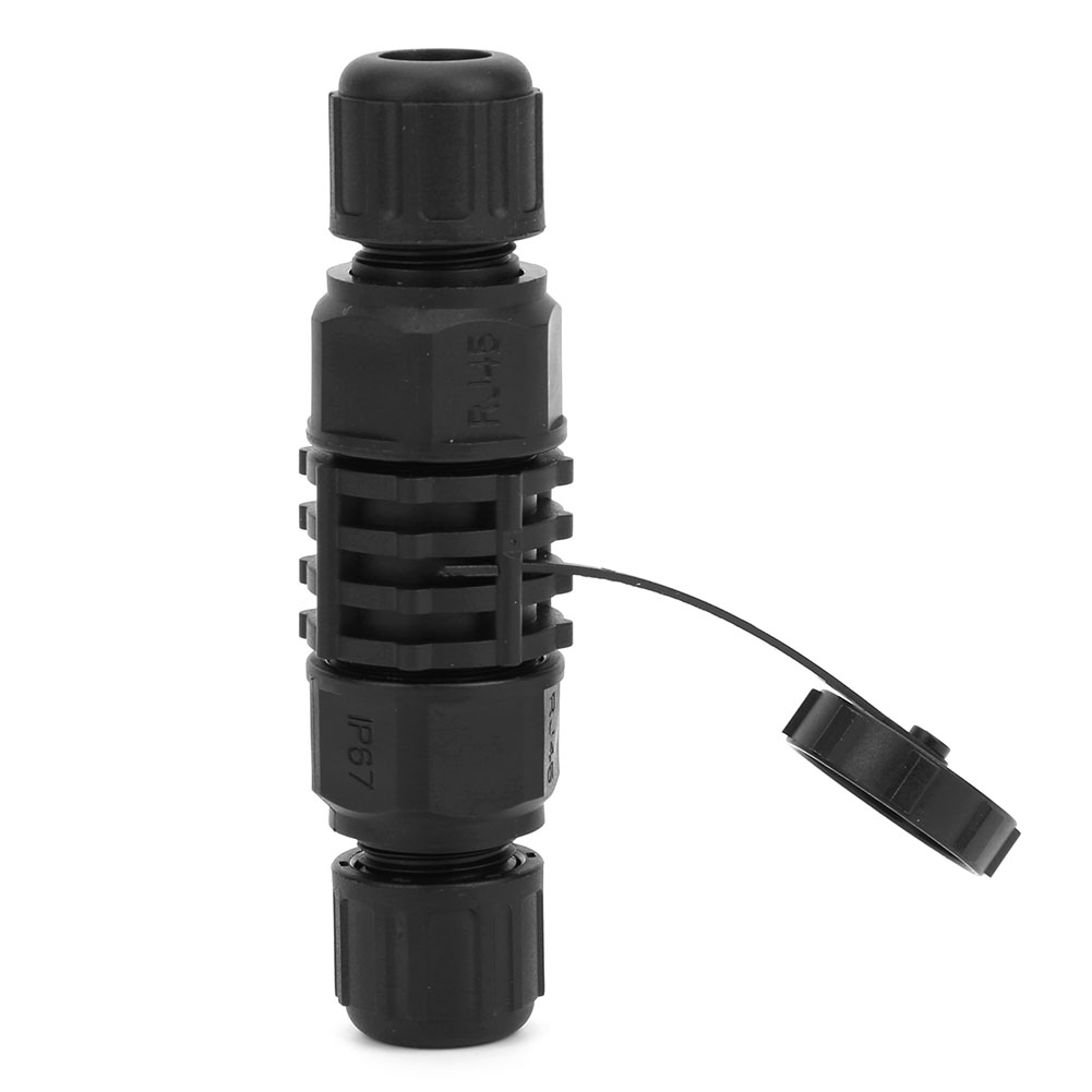 Ip67 Wasserdichter Rj45-adapter – 8-poliger Schwarzer Außenstecker