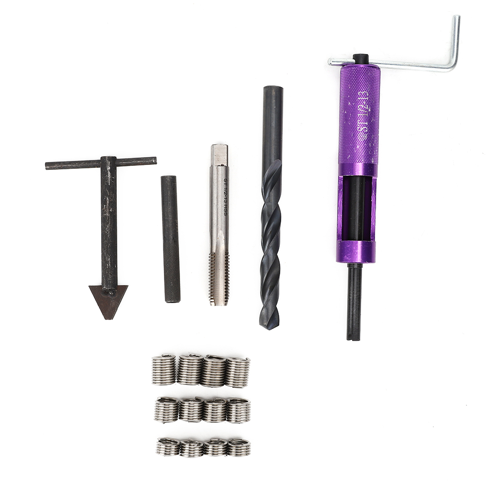 1/2"-13 Unc Gewindereparaturset Mit Handwerkzeug Und 12 Gewindeeinsätzen Für Die Mechanische Instandhaltung