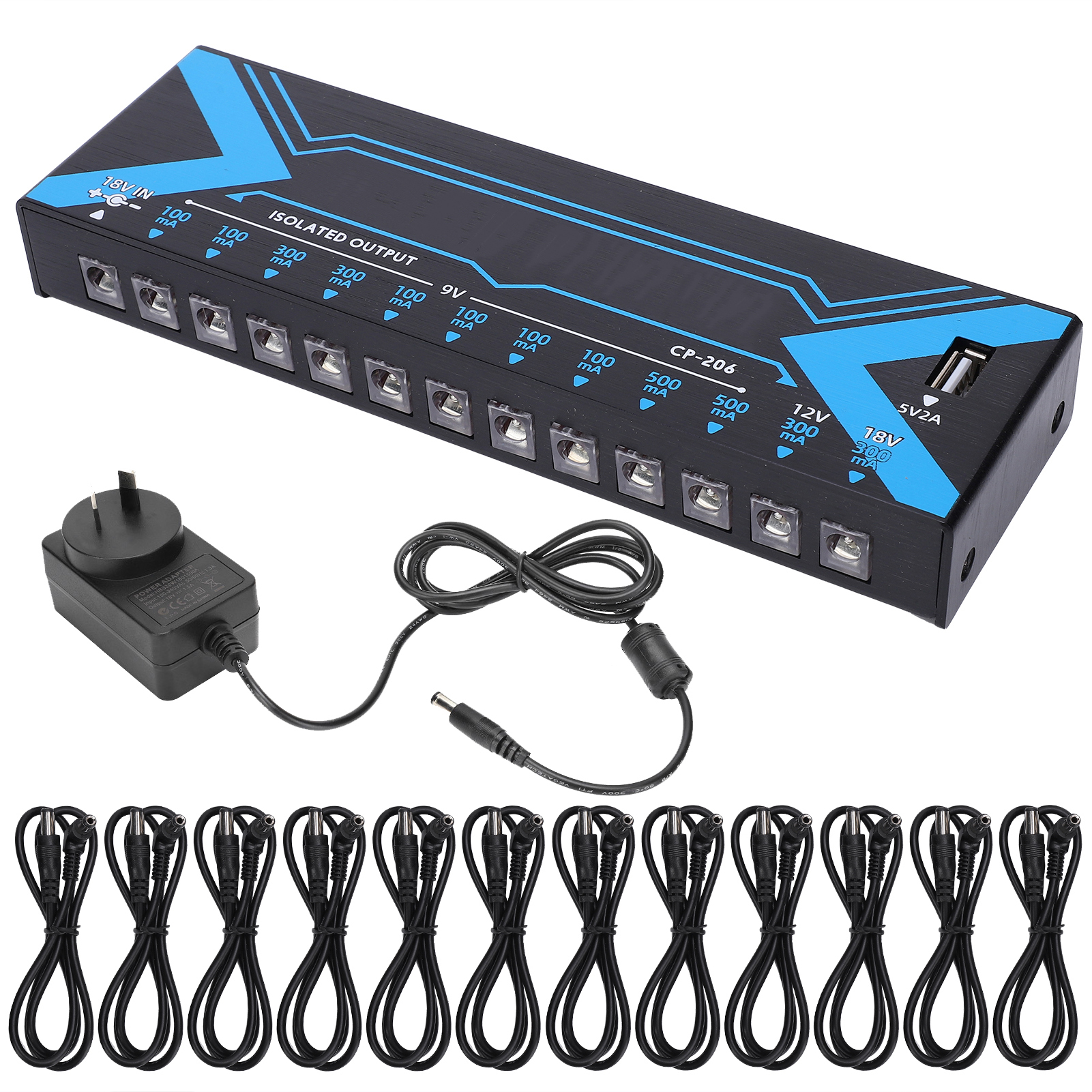 Gitarren-netzteil Mit 12 Ausgängen Und Kurzschlussschutz, 100–240 V (au-stecker) – Effektpedal