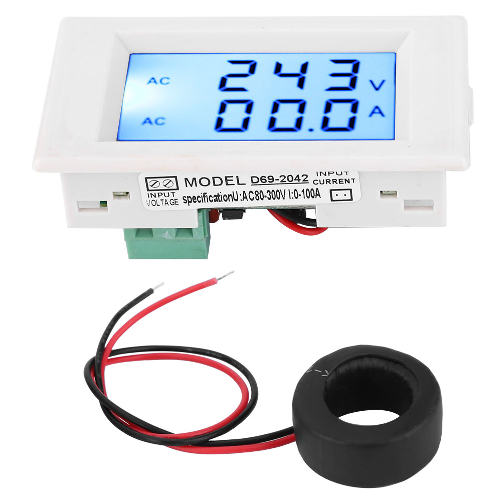 Wechselstrom-voltmeter/amperemeter Mit Doppelanzeige, 80–300 V, 0–100 A, Mit Stromwandler, Weiß, D69-2042
