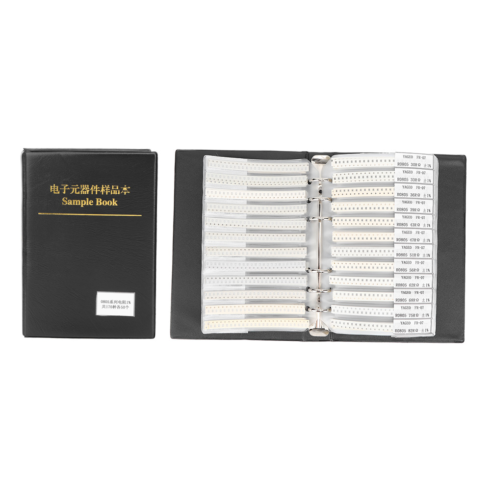 Sortiment Von 170 Elektronischen Widerständen Der Serie 0805 - Schwarzes Musterheft
