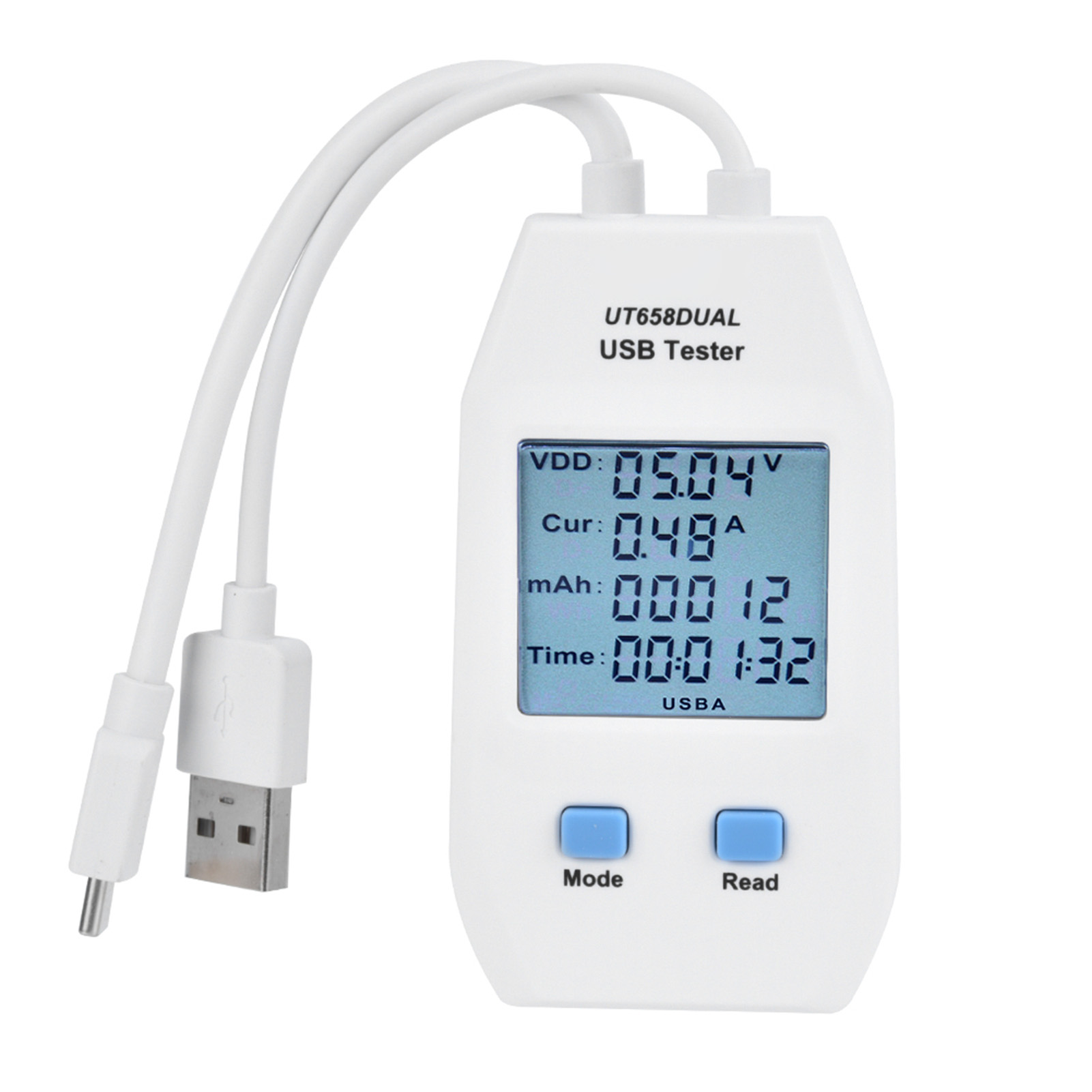 Uni T Digitaler Lcd-usb-tester – Voltmeter, Amperemeter, Leistungs- Und Kapazitätsmesser (modell Ut658 Dual)