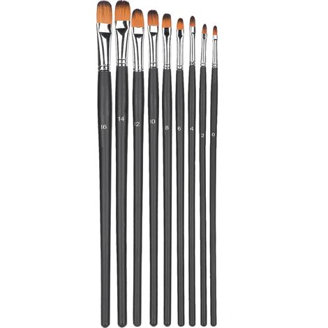 9-teiliges Set Langstieliger Nylon-künstlerpinsel Für Gouache-, Aquarell-, Öl- Und Acrylfarben