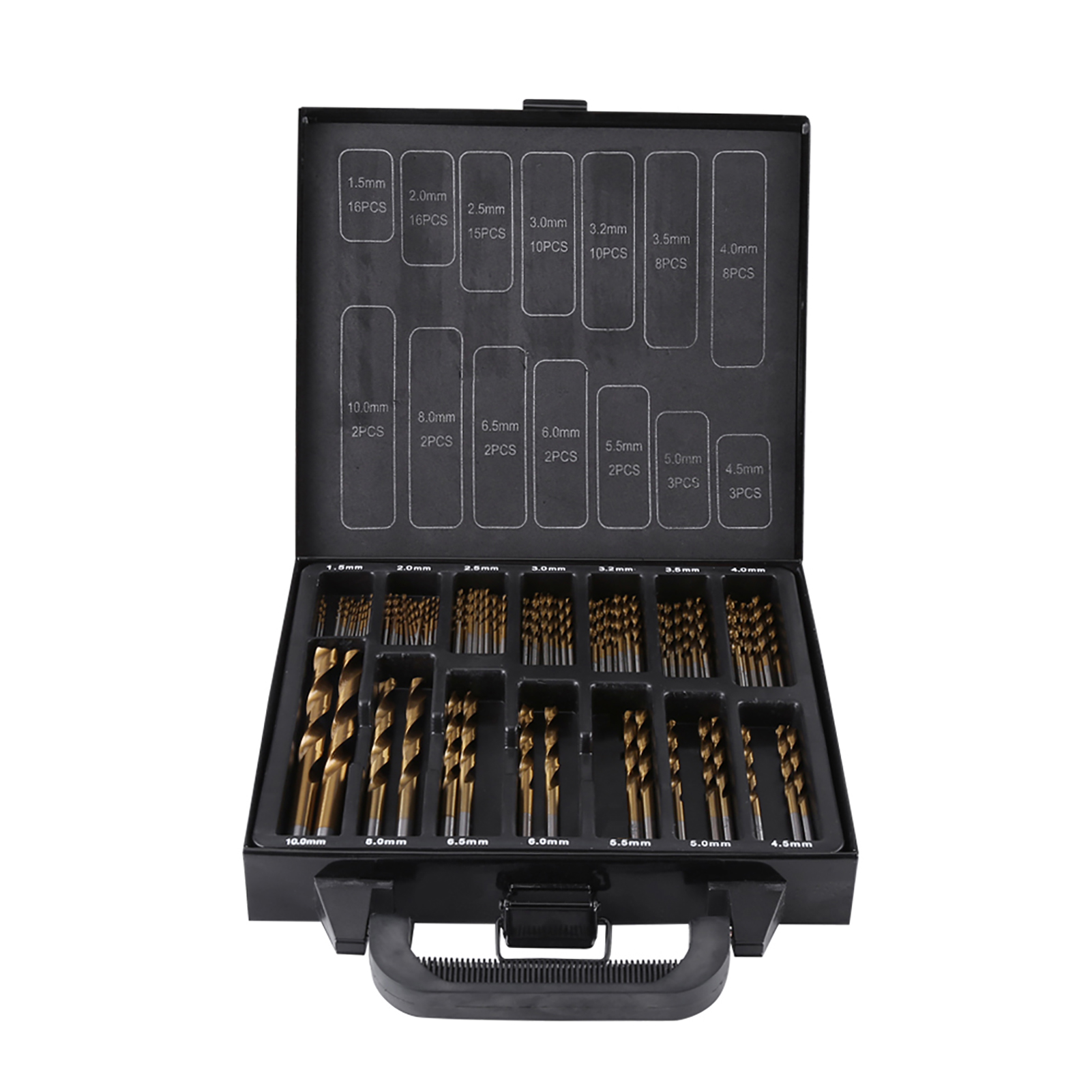 Set Mit 99 Hochwertigen, Titanbeschichteten Hss-bohrern (1,5–10 Mm) Inklusive Koffer