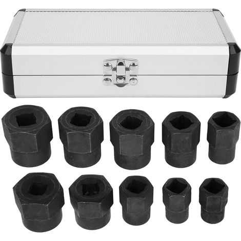 Satz Mit 10 Bolzenausziehern Für Beschädigte Schrauben (9–19 Mm), Aluminiumkoffer