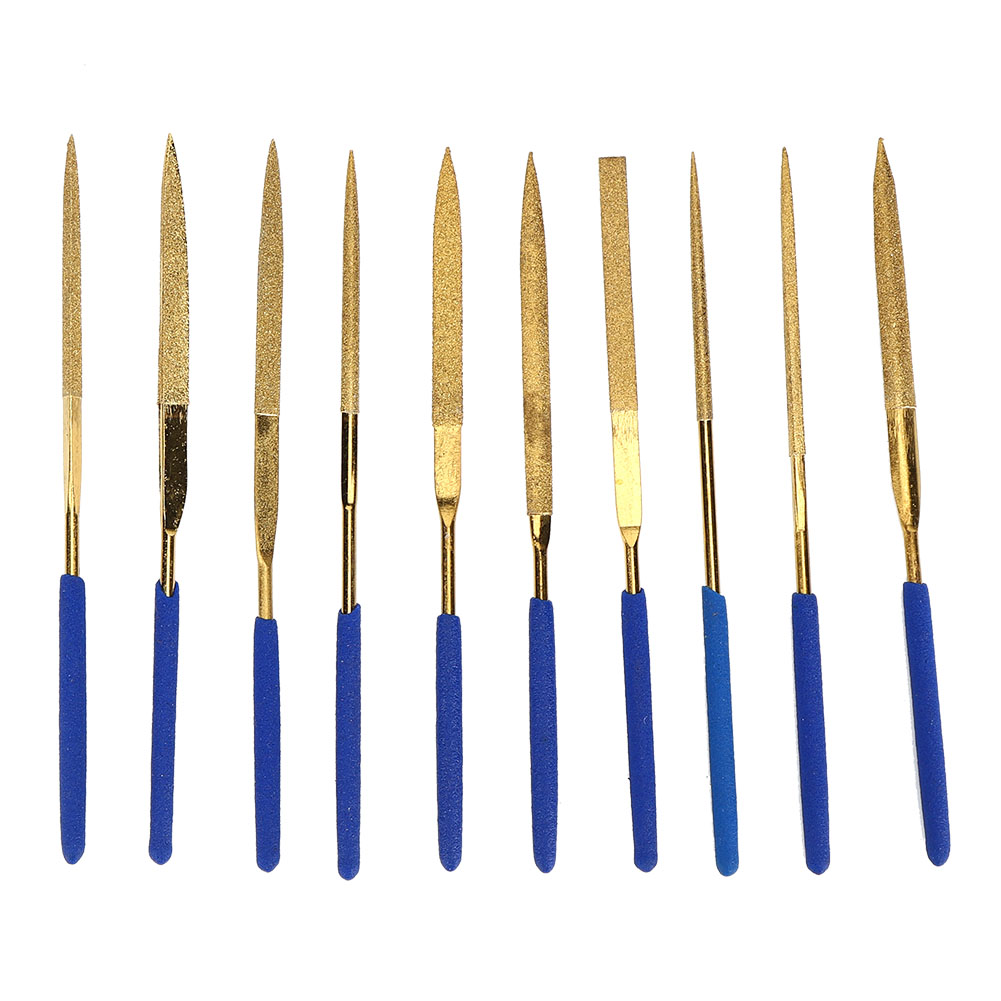 Set Mit 3 Diamantfeilen, 140 Mm, Aus Titanbeschichtetem Stahl, Für Keramik Und Metall