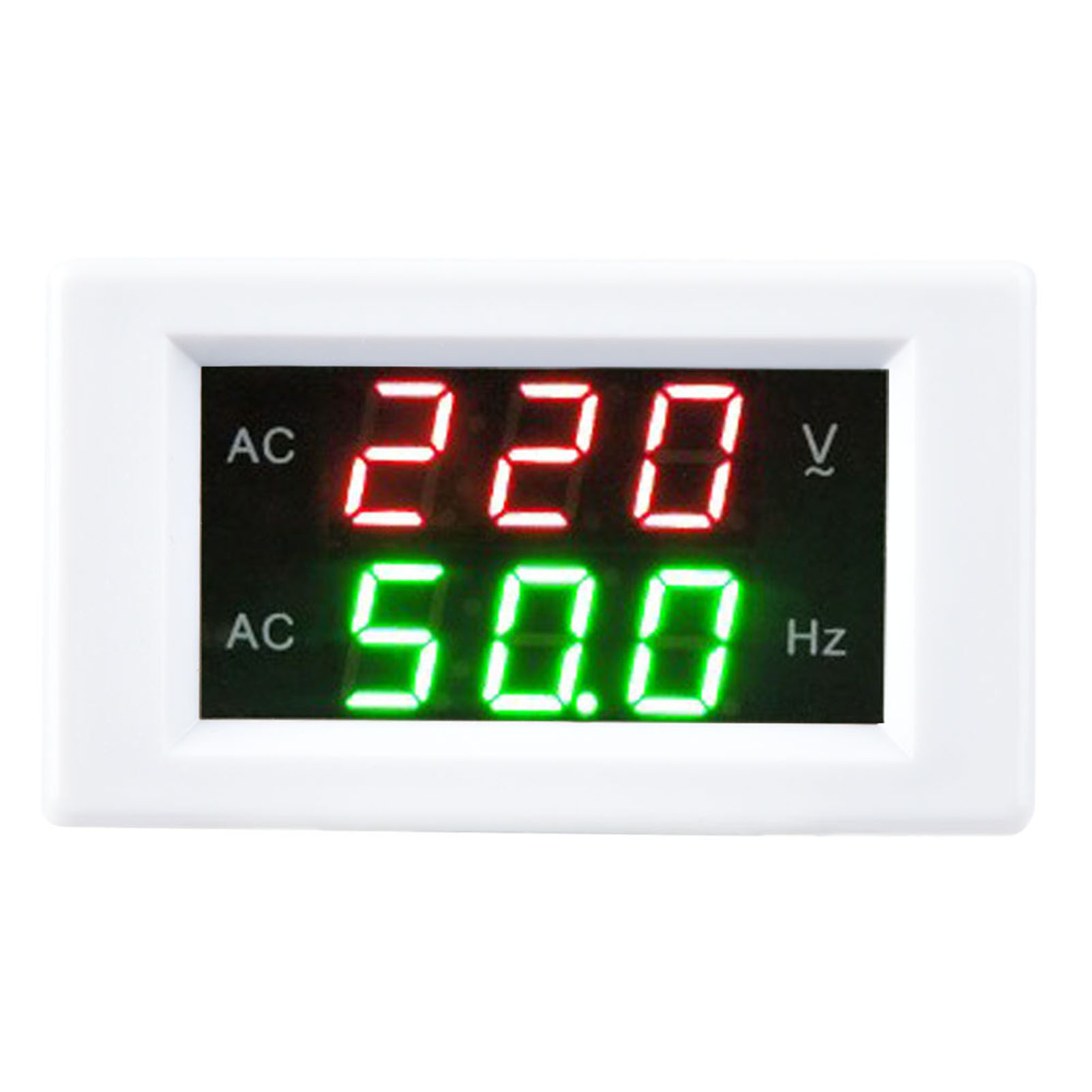 Digitales Wechselstrom-multimeter Mit Dualer Led-anzeige Für Spannung Und Frequenz – Testgerät (weiß)