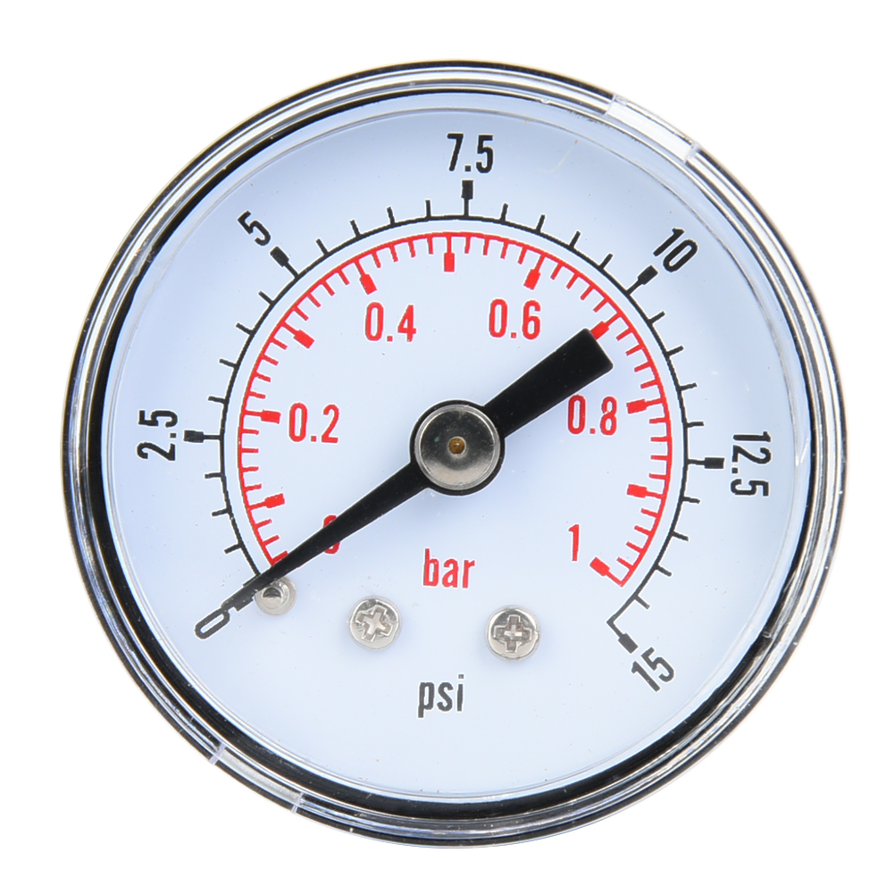 Mechanisches Manometer Für Luft, Öl, Wasser - Bspt 1/8"-rückanschluss (0-15 Psi / 0-1 Bar)