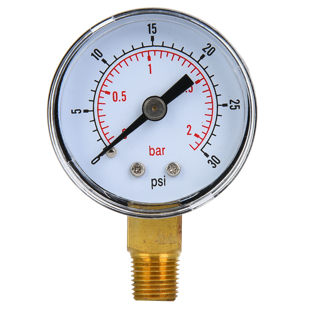 Mechanisches Manometer Mit 1/8 Bspt-bodenanschluss Für Luft, Öl, Wasser (0-30 Psi / 0-2 Bar)