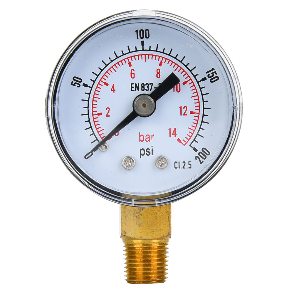 Mechanisches Manometer Mit 1/8 Bspt-bodenanschluss Für Luft, Öl, Wasser (0-200 Psi / 0-14 Bar)