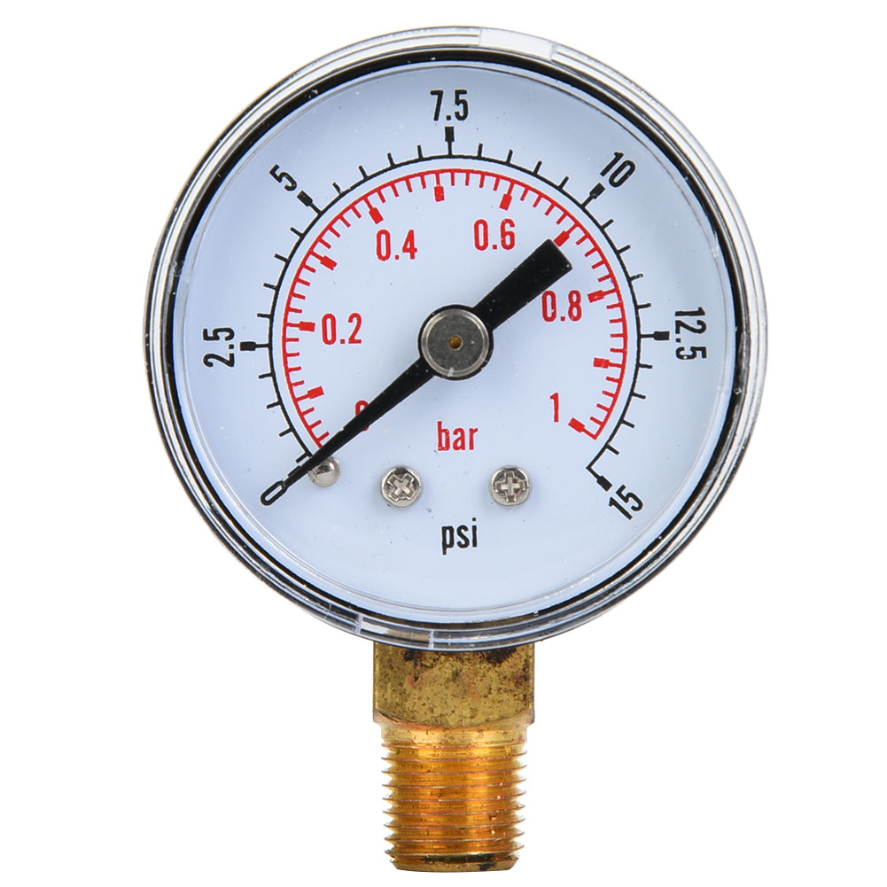 Mechanisches Manometer Mit 1/8-zoll-bspt-bodenanschluss Für Luft, Öl, Wasser (0-15 Psi, 0-1 Bar)