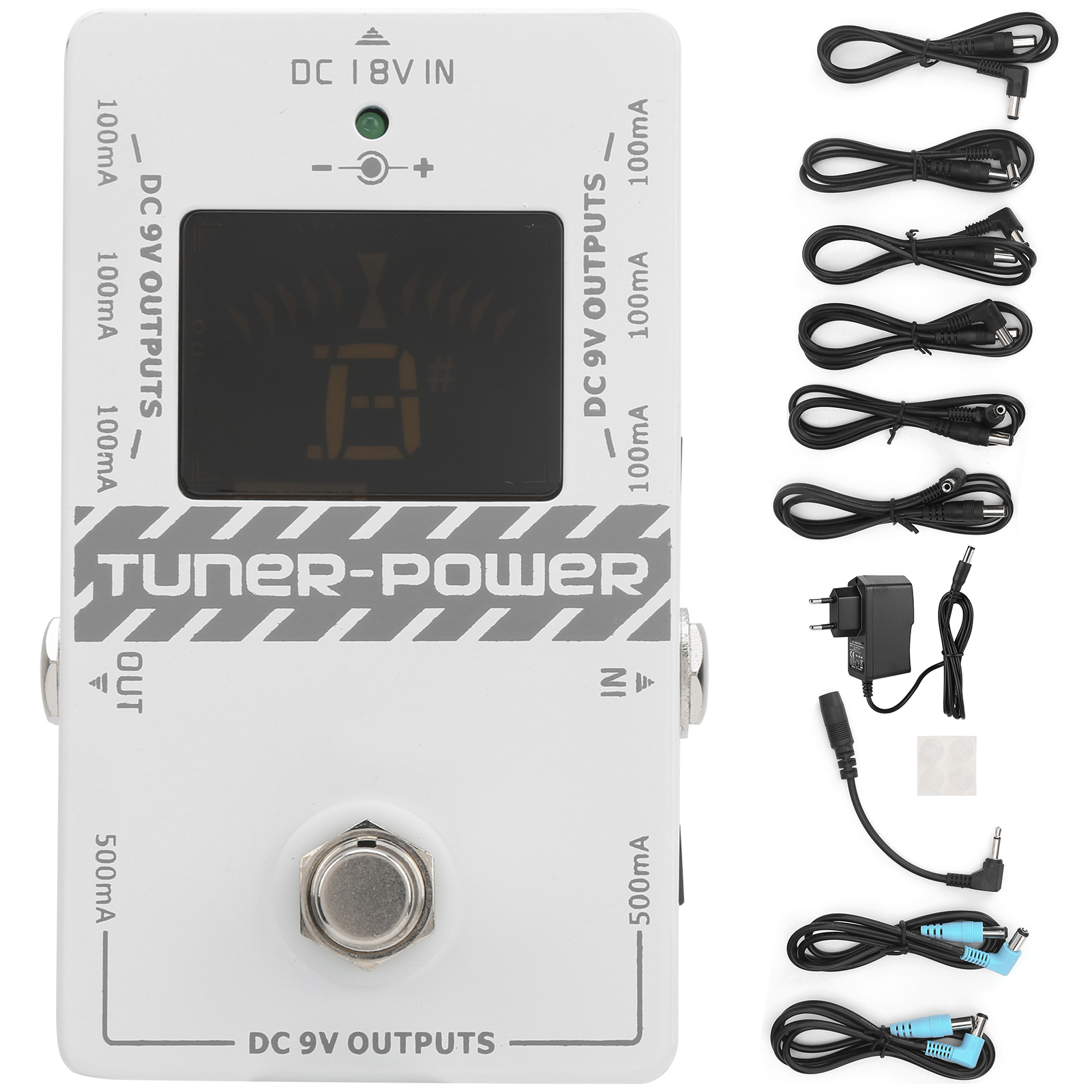 2-in-1 Gitarren-netzteil Mit Stimmfunktion Und 8 Isolierten Ausgängen – 100–240 V Eu-stecker
