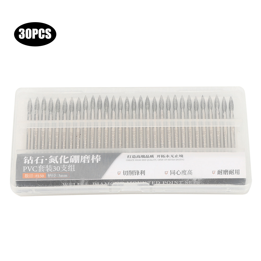30 Stück 150er Körnung 3 Mm Diamantspitzen Zum Gravieren Von Stein Und Jade, Elektrische Schleifwerkzeuge