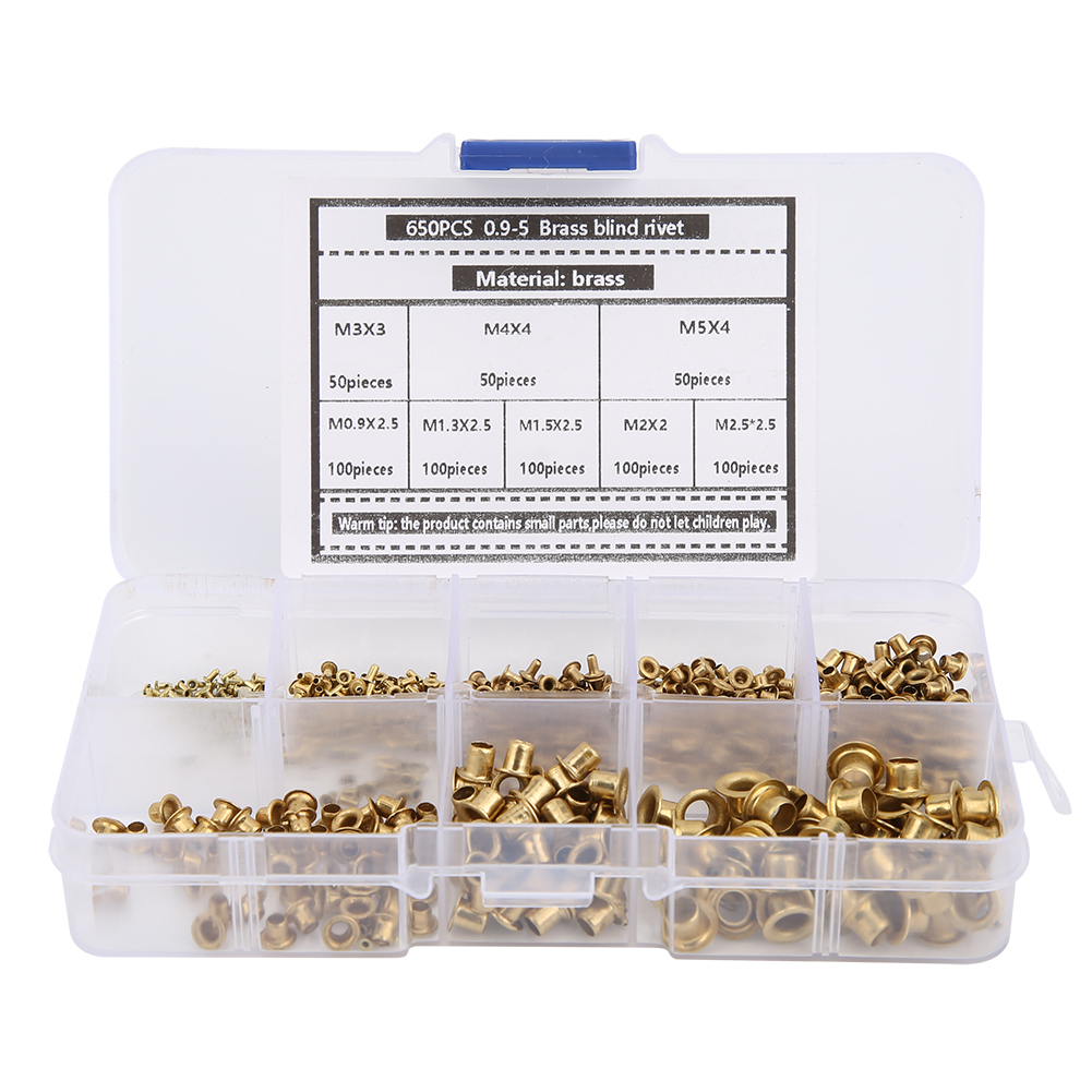 Set Mit 650 Messingösen Und Hohlnieten Für Knopflöcher, Beschläge Und Feilmaterial