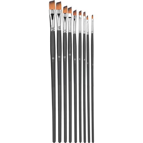 9-teiliges Profi-pinselset Für Aquarell, Gouache, Acryl Und Öl – Set Aus Schwarzem Nylon Und Wolle