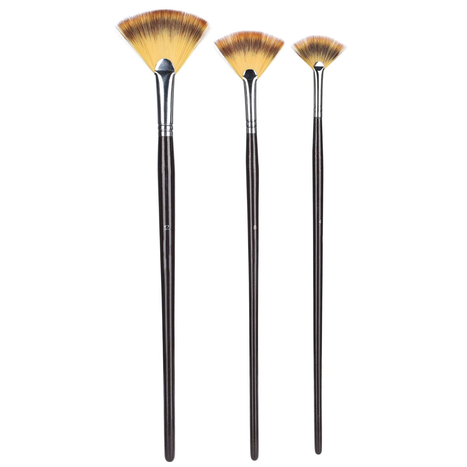Fächerförmige Aquarellpinsel, Nylonborsten Und Holzgriffe – 3er-set