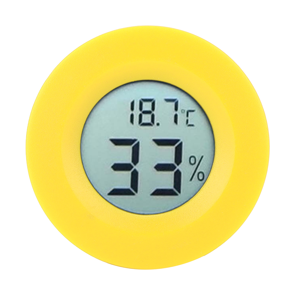 Mini-einbau-thermometer/hygrometer Mit Runder Lcd-anzeige Für Den Innenbereich – Gelb