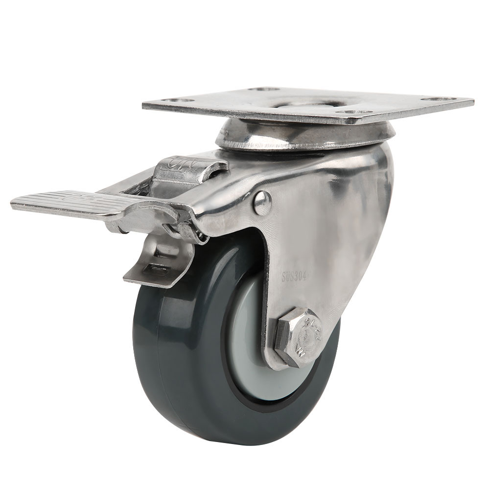 Universalrolle Aus Polypropylen (7,6 Cm) Mit Halterung Aus Edelstahl 304, Geräuscharmen Rädern Und Einer Tragfähigkeit Von 60 Kg Für Transportwagen.