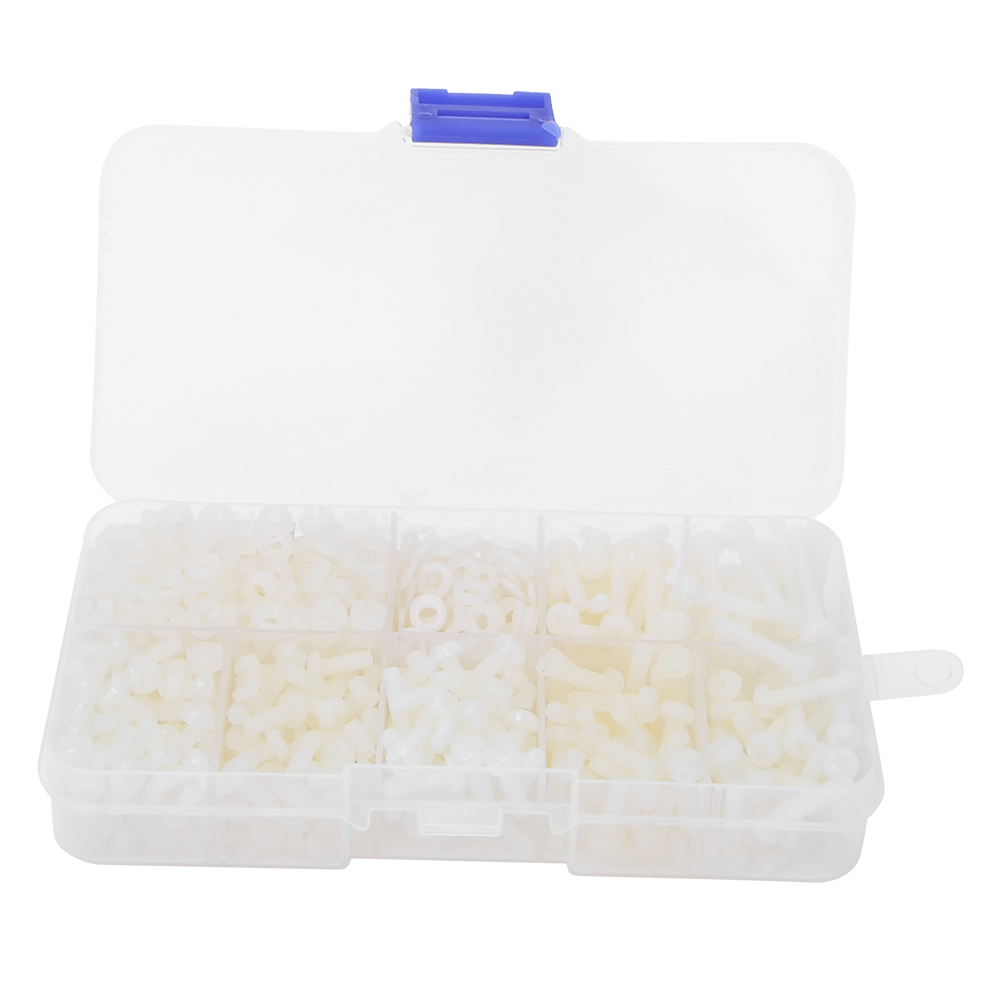 800-teiliges M3-schrauben- Und Muttern-unterlegscheiben-set Aus Nylon, Befestigungszubehör, Weiß