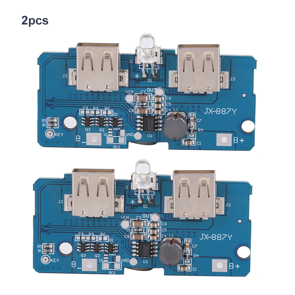 2-teiliges 3,7v Bis 5v 2a Boost-modul Mit Zwei Usb-anschlüssen Und Leds Für 18650 Lithium-batterien